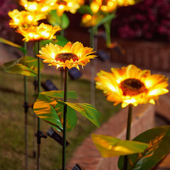 Lorled Solar Powered Sunflower Lights Solar Flower Lights Outdoor Decorative Garden Lights